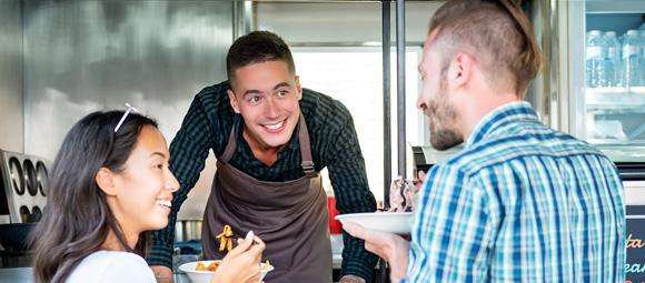 Eating at a food truck