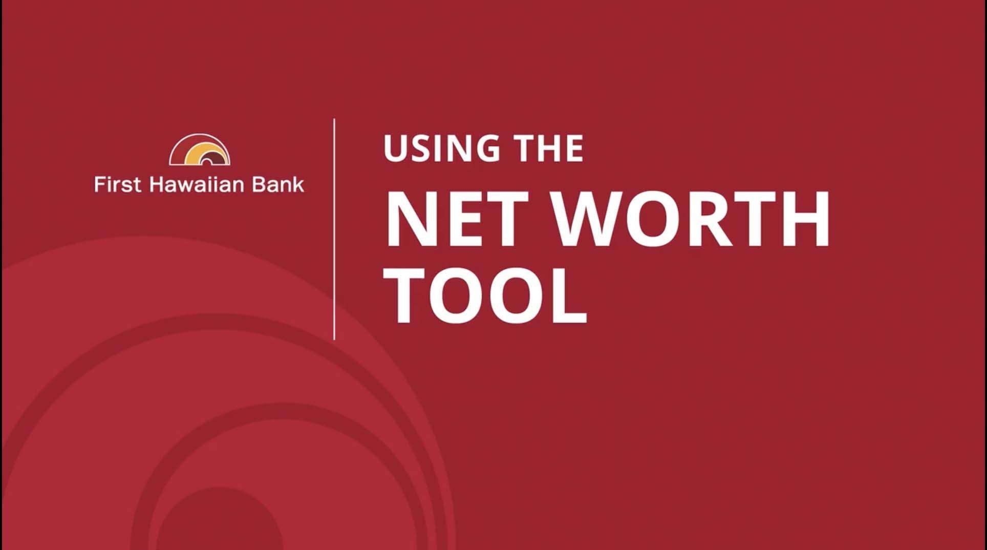 Using the Net Worth Tool